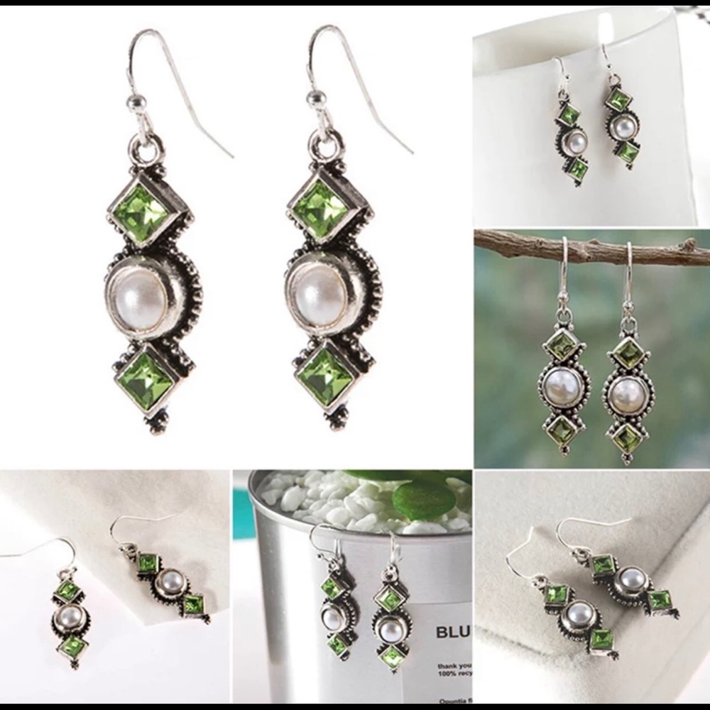 Beautiful Gift Idea - Silver Crystals and Pearl Earrings - Picture 6 of 7